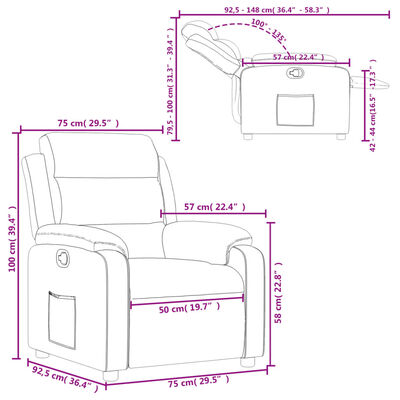 vidaXL világosszürke szövet dönthető fotel
