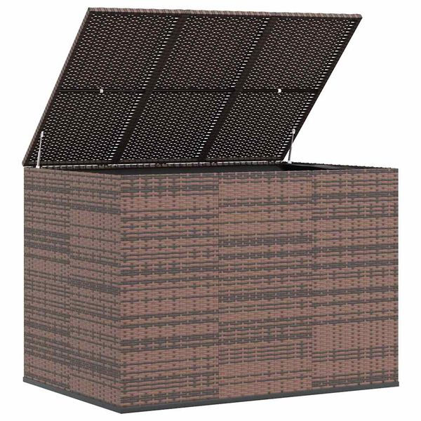 vidaXL barna polyrattan kerti p&aacute;rnatart&oacute; doboz 145 x 100 x 103 cm