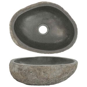 vidaXL ov&aacute;lis folyami kő mosd&oacute;kagyl&oacute; (29-38) x (24-31) cm