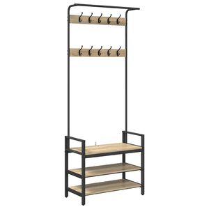 vidaXL Kab&aacute;thorog polcokkal Sonoma T&ouml;lgy 75 x 34 x 184 cm Szerelt fa