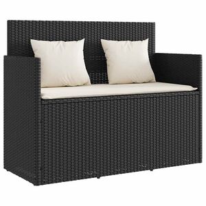 vidaXL fekete polyrattan kerti pad p&aacute;rn&aacute;val