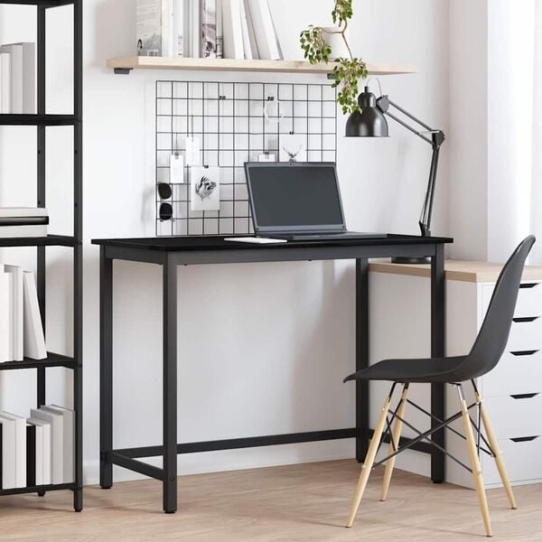 vidaXL asztal Fekete t&ouml;lgy 80 x 50 x 76,5 cm Műszaki fa &eacute;s ac&eacute;l