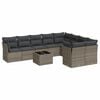 vidaXL 10 r&eacute;szes sz&uuml;rke polyrattan kerti &uuml;lőgarnit&uacute;ra p&aacute;rn&aacute;kkal