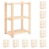 vidaXL 10 db 3-szintes t&ouml;m&ouml;r fenyőfa t&aacute;rol&oacute;polc 150 kg 60 x 38 x 90 cm