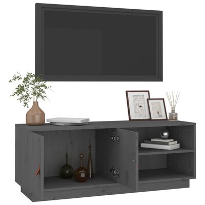 vidaXL szürke tömör fenyőfa TV-szekrény 105 x 34 x 40 cm