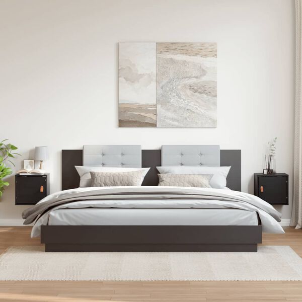 vidaXL 2 db fekete tömör fenyőfa faliszekrény 31,5 x 30 x 30 cm