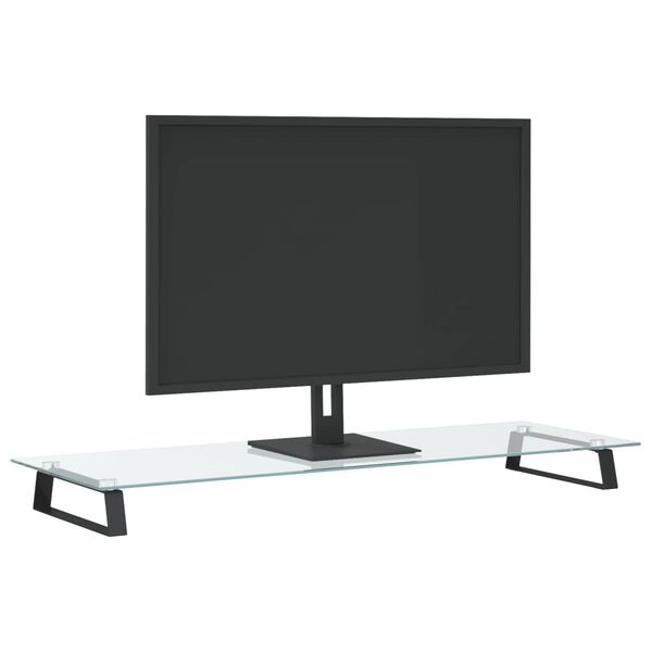 vidaXL fekete edzett &uuml;veg &eacute;s f&eacute;m monitor&aacute;llv&aacute;ny 100 x 35 x 8 cm