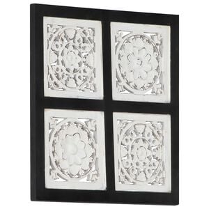 vidaXL Műv&eacute;szeti Dekor&aacute;ci&oacute; 40 x 40 x 1,5 cm Fekete &eacute;s Feh&eacute;r M&eacute;rn&ouml;ki fa