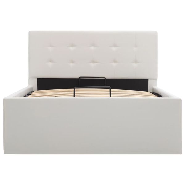 vidaXL feh&eacute;r műbőr &aacute;gykeret hidraulikus &aacute;gyneműtart&oacute;val 100 x 200 cm