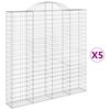 vidaXL 5 db &iacute;ves horganyzott vas gabion kos&aacute;r 200x30x200/220 cm