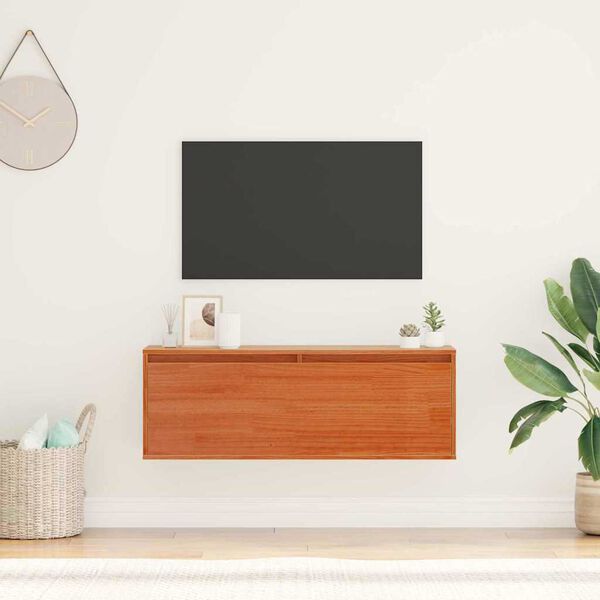 vidaXL Fali Szekr&eacute;ny Faggy&uacute; barna 100 x 30 x 35 cm T&ouml;m&ouml;r fenyőfa