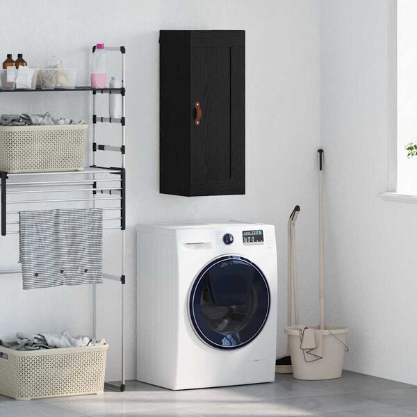 vidaXL Fali szekr&eacute;ny Fekete t&ouml;lgy 34,5 x 34 x 90 cm Faanyag