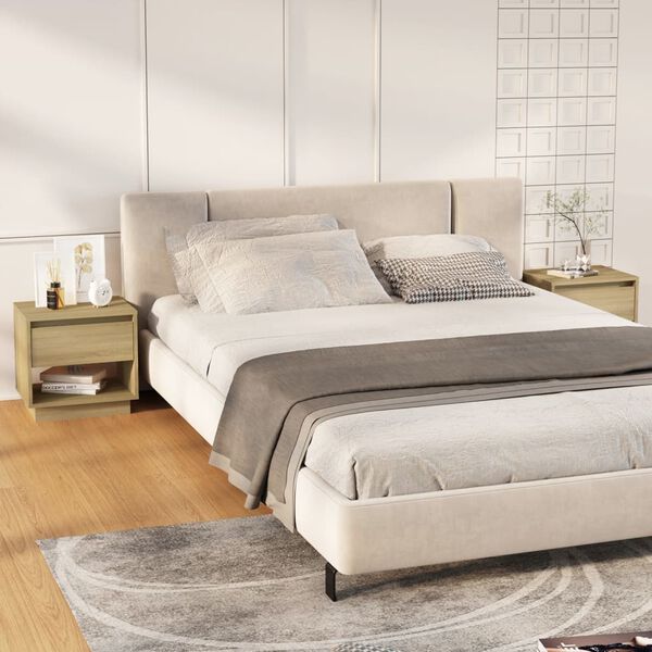 vidaXL 2 db sonoma t&ouml;lgy sz&iacute;nű szerelt fa &eacute;jjeliszekr&eacute;ny 45x34x44 cm