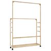 vidaXL bambusz ruha&aacute;llv&aacute;ny polcokkal &eacute;s kerekekkel 90x35x155 cm