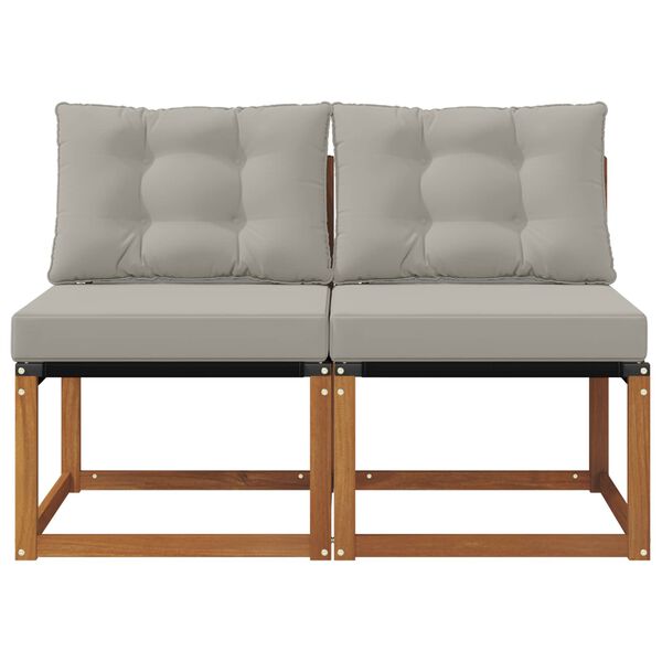 vidaXL 2 Darab K&uuml;lt&eacute;ri K&ouml;z&eacute;pső kanap&eacute; T&ouml;m&ouml;r ak&aacute;cfa &eacute;s Textilene sz&ouml;vet