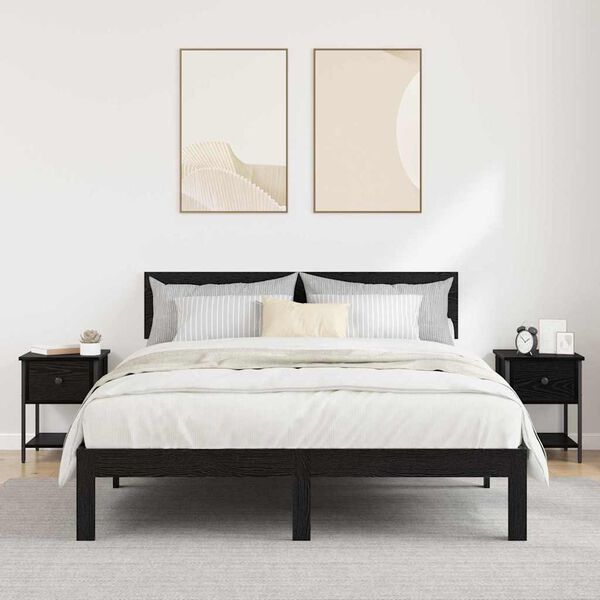 vidaXL &Eacute;jjeli asztal 2 pcs Fekete t&ouml;lgy 34 x 35,5 x 45 cm Faanyag