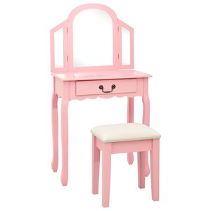 vidaXL r&oacute;zsasz&iacute;n cs&aacute;sz&aacute;rfa MDF f&eacute;s&uuml;lk&ouml;dőasztal &uuml;lők&eacute;vel 65x36x128 cm