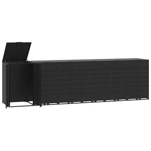 vidaXL fekete ac&eacute;l kerekes t&aacute;rol&oacute; 6 szemeteskuk&aacute;hoz 414 x 79 x 117 cm