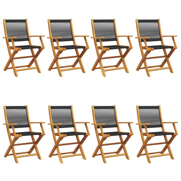 vidaXL 8 db fekete tömör akácfa összecsukható kerti szék