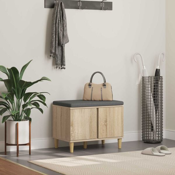 vidaXL Előt&eacute;r pad p&aacute;rn&aacute;val t&aacute;rol&oacute;val Sonoma t&ouml;lgy 60 x 38 x 46 cm