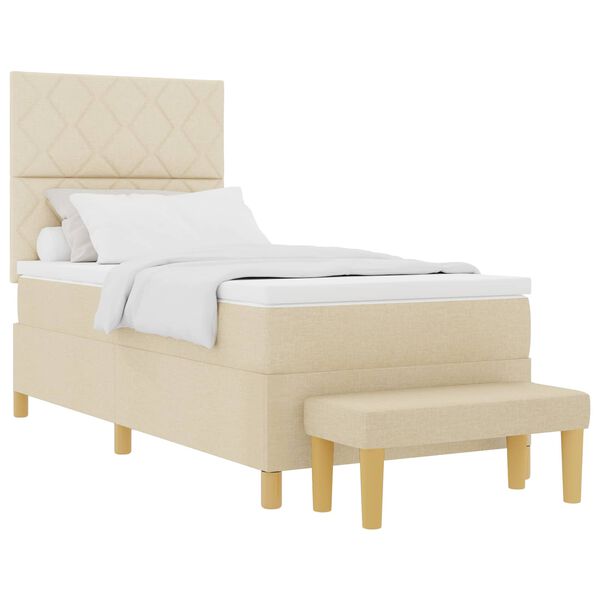 vidaXL Boxrug&oacute;s &aacute;gy matracmal fejt&aacute;ml&aacute;val Kr&eacute;m 100 x 200 cm sz&ouml;vet