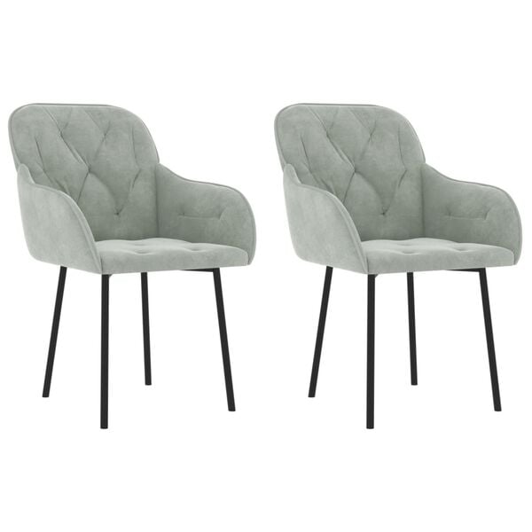 vidaXL 2 db világosszürke bársony étkezőszék