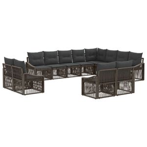 vidaXL Kerti Kanap&eacute; Szett 12 pcs Sz&uuml;rke polirattan