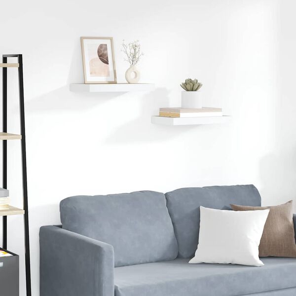 vidaXL 2 db t&ouml;lgysz&iacute;nű &eacute;s feh&eacute;r MDF lebegő fali polc 50 x 23 x 3,8 cm