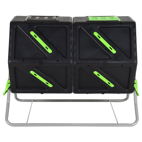 vidaXL k&eacute;tkamr&aacute;s forg&oacute; polipropil&eacute;n komposzt&aacute;l&oacute; 88 x 60 x 74 cm 210 L