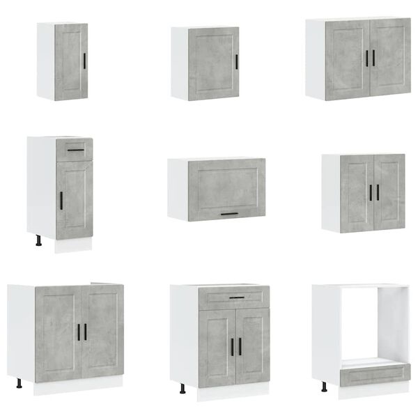 vidaXL 14 r&eacute;szes konyhai szekr&eacute;ny szett Porto betonsz&uuml;rke műszaki fa
