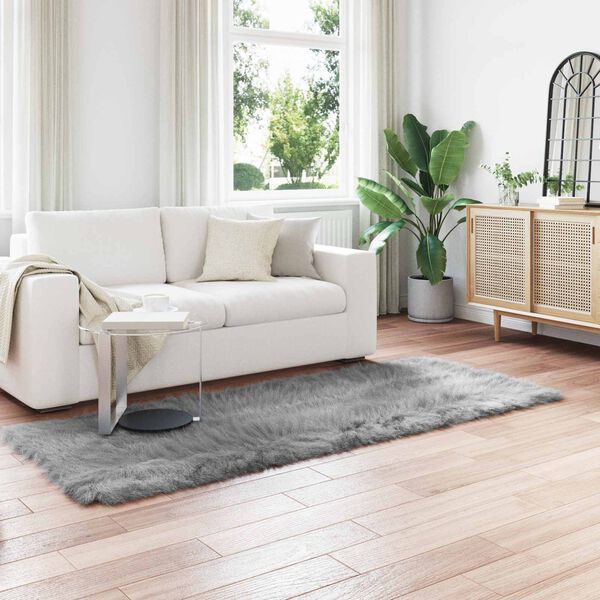 vidaXL Műgyapj&uacute; Szőnyeg Tafalla Sz&uuml;rke 80 x 250 cm Poli&eacute;szter