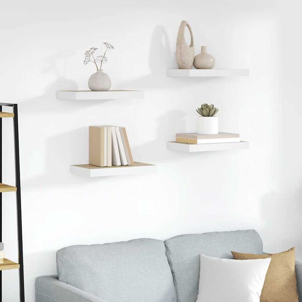 vidaXL 4 db t&ouml;lgysz&iacute;nű &eacute;s feh&eacute;r MDF lebegő fali polc 40 x 23 x 3,8 cm