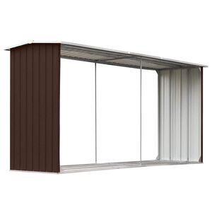 vidaXL barna horganyzott ac&eacute;l kerti tűzifat&aacute;rol&oacute; 330 x 92 x 153 cm