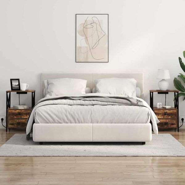 vidaXL &Eacute;jjeliszekr&eacute;ny fi&oacute;kkal F&uuml;st&ouml;lt t&ouml;lgy 40 x 31 x 60 cm Faanyag