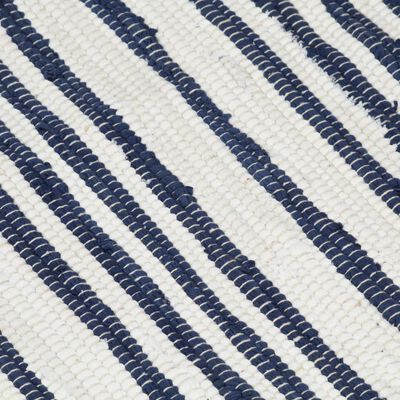 vidaXL kék és fehér, kézzel szőtt pamut Chindi szőnyeg 200 x 290 cm