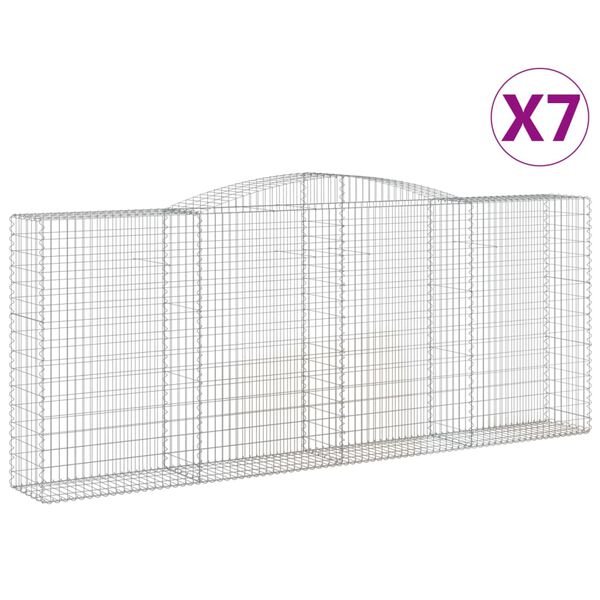 vidaXL 7 db &iacute;ves horganyzott vas gabion kos&aacute;r 400x50x160/180 cm