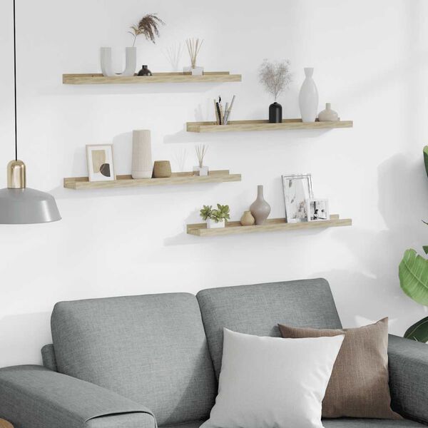 vidaXL 4 db sonoma t&ouml;lgy sz&iacute;nű fali polc 60 x 9 x 3 cm