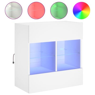 vidaXL fehér falra szerelhető TV-szekrény LED-lámpákkal 58,5x30x60,5cm