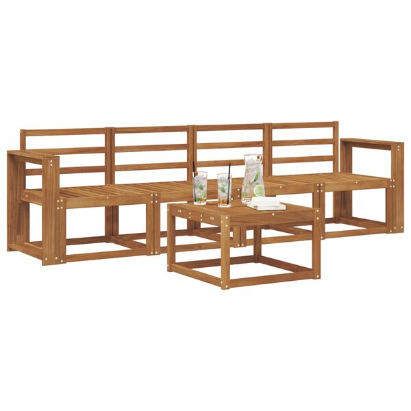 vidaXL K&uuml;lt&eacute;ri kanap&eacute; szett 5 pcs Term&eacute;szetes T&ouml;m&ouml;r Ak&aacute;cfa