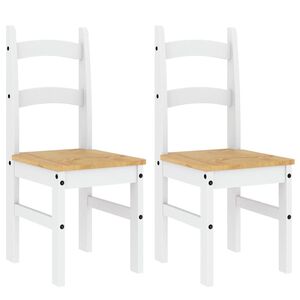 vidaXL 2 db feh&eacute;r t&ouml;m&ouml;r fenyőfa &eacute;tkezősz&eacute;k 40x46x99 cm