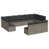 vidaXL 13 r&eacute;szes sz&uuml;rke polyrattan kerti &uuml;lőgarnit&uacute;ra p&aacute;rn&aacute;kkal