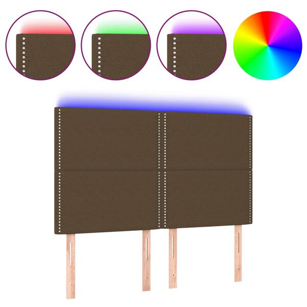 vidaXL s&ouml;t&eacute;tbarna sz&ouml;vet LED-es fejt&aacute;mla 144x5x118/128 cm