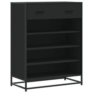 vidaXL fekete szerelt fa &eacute;s f&eacute;m cipőszekr&eacute;ny 75 x 38 x 97,5 cm