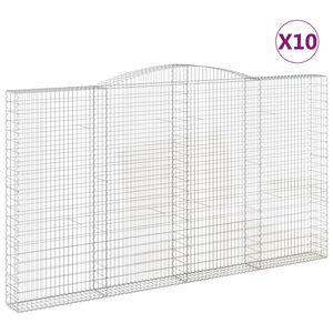 vidaXL 10 db &iacute;ves horganyzott vas gabion kos&aacute;r 400x30x220/240 cm