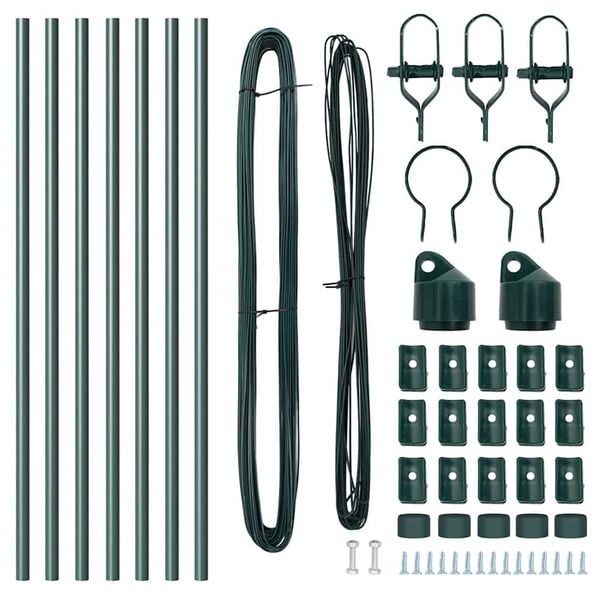 vidaXL Kerítoszlopok 7 pcs Zöld Ø32mm 80 cm Horganyzott acél