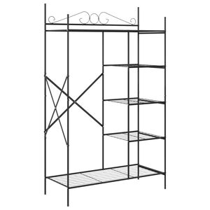 vidaXL Nyitott Szekr&eacute;ny polcokkal Fekete 104,5 x 45 x 172 cm Ac&eacute;l