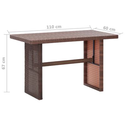 vidaXL barna polyrattan kerti asztal 110 x 60 x 67 cm
