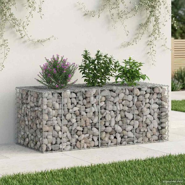 vidaXL Gabion emelt &aacute;gy Ez&uuml;st 140 x 60 x 55 cm Horganyzott ac&eacute;l