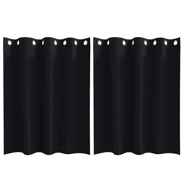 vidaXL Fekete F&uuml;gg&ouml;ny Gyűrűkkel 2 pcs Fekete 140 x 140 cm Poli&eacute;szter