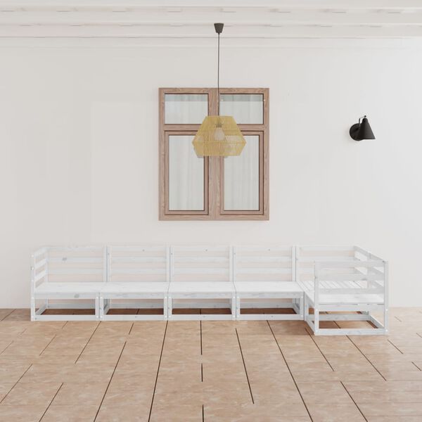 vidaXL 6 r&eacute;szes feh&eacute;r t&ouml;m&ouml;r fenyőfa kerti &uuml;lőgarnit&uacute;ra